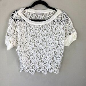Zara Crochet Cropped White Top S